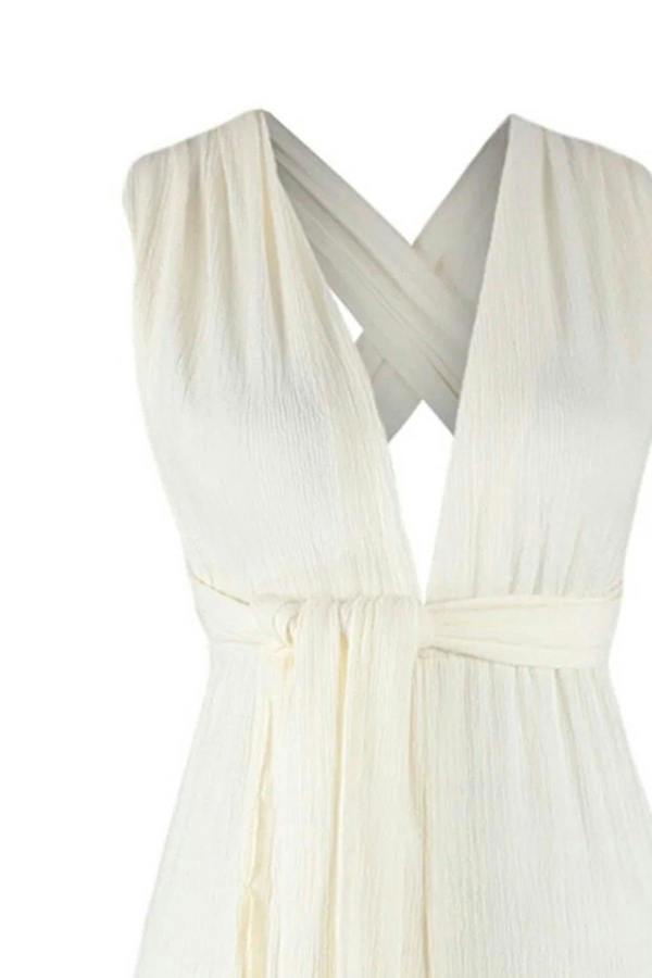 WOVCOR Woven Slit Maxi Beach Jumpsuit