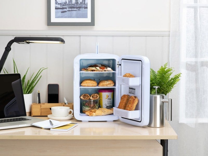 Subcold Ultra 15 litre black mini fridge warmer with hot snacks inside