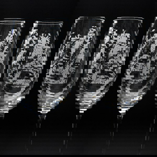 Glyptic Glass Art Schnauzer Dog Crystal Wine Glass - Hand Etched/Engraved Gift