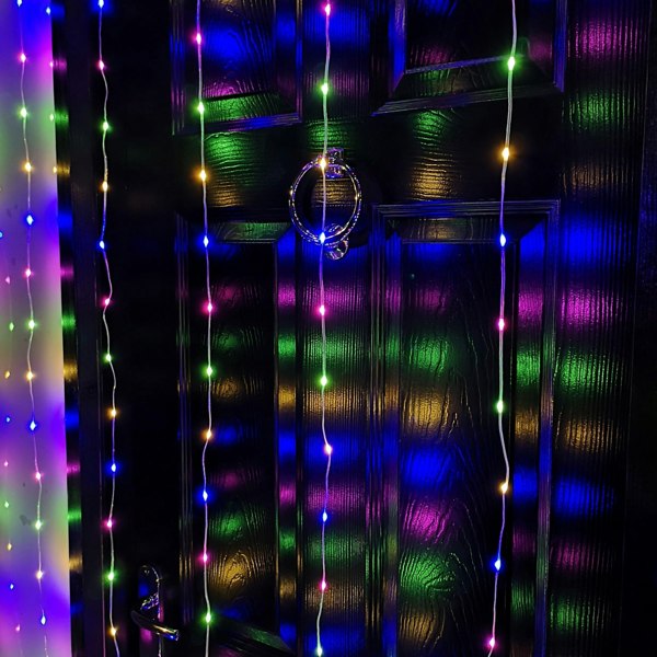 Samuel Alexander 2.1m 300 LED Indoor Outdoor Party Curtain Christmas Lights in Multi-Coloured