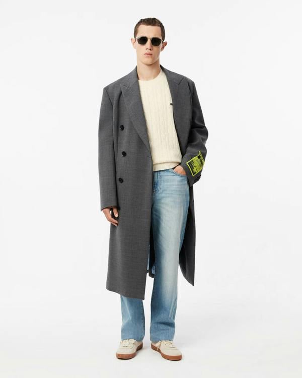 Lacoste Carded Wool Cable Knit Crew Neck Mens Sweater - Lapland XFJ - CHO - Designer Mens Jumpers