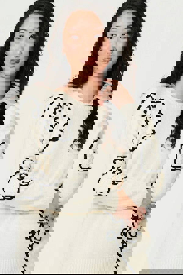 Ivory | Floral Embroidered Long Sleeve Jumper