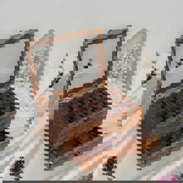 Rafaelo Mobilia 8 Slot Wooden Watch Lockable Box Rustic Walnut