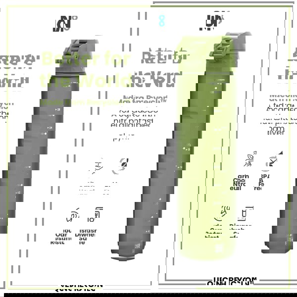 ION8 Leak Proof 1 litre Water Bottle, Recyclon, Khaki Green, 1L