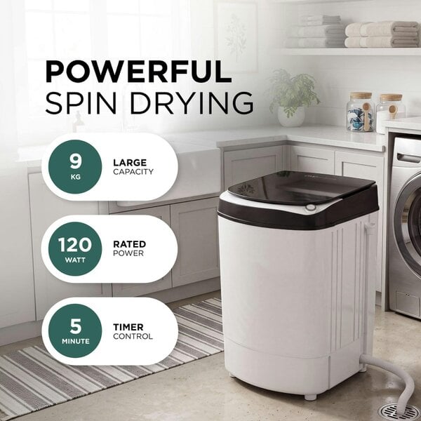 DMD Collective 9kg Spin Dryer with Stainless Steel Drum & 5-Minute Timer