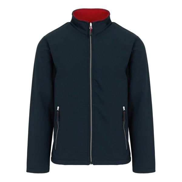 Regatta Mens Ascender Plain Double Layered Soft Shell Jacket - Navy/Classic Red - 