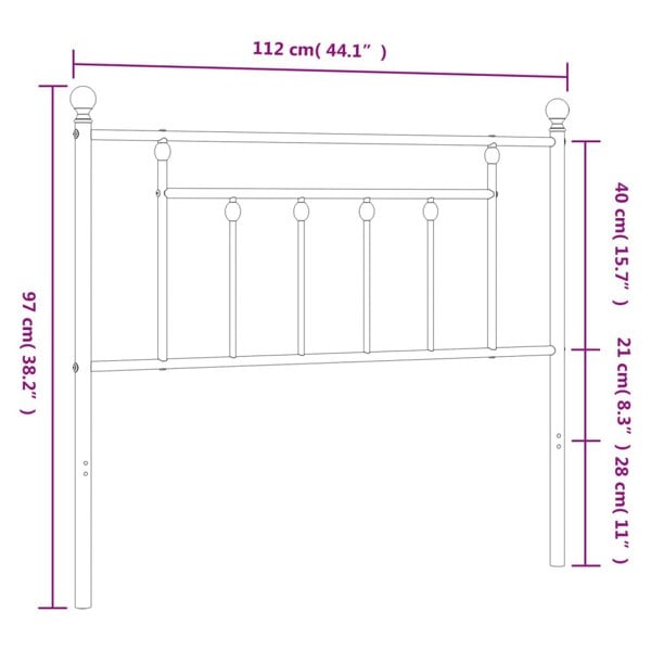 Berkfield Metal Headboard Black 107 cm