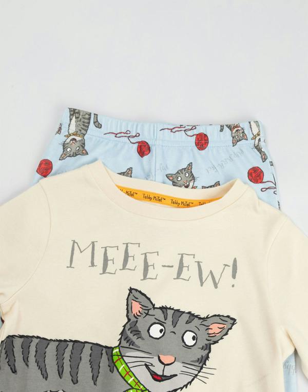 Vanilla Underground Gruffalo & Friends Tabby McTat Unisex Kids Multicoloured Meee-ew Long Sleeve Long Leg Pyjama Set