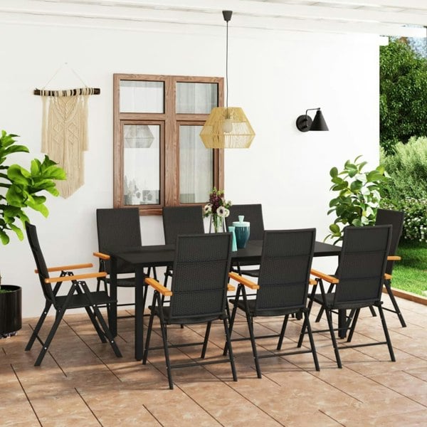 Berkfield 9 Piece Garden Dining Set Black and Brown