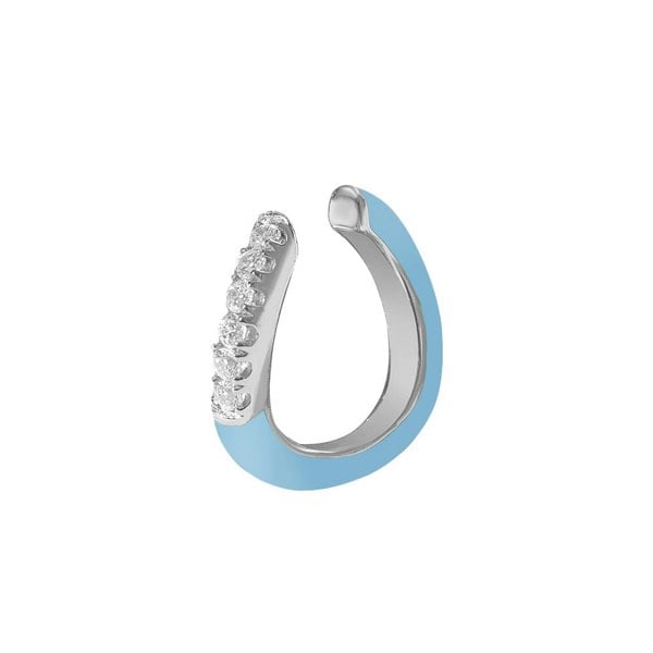 Gold Trip Enamel Wave Ear Cuff - Blue