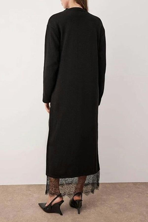WOVCOR Lace Detail Knitted Dress