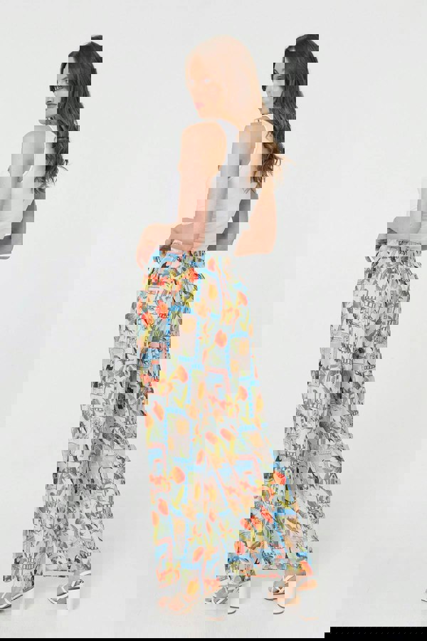 Blue | Patchwork Relaxed Wide Leg Trousers
