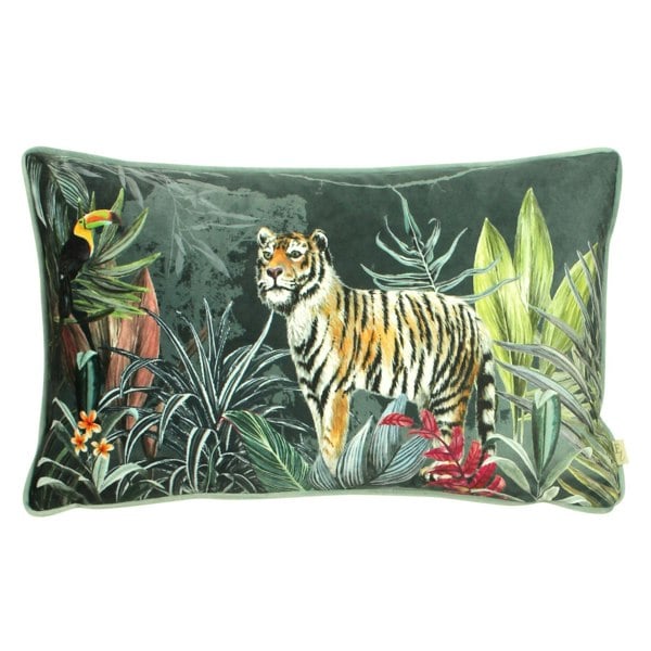 Evans Lichfield Zinara Tiger Cushion Cover - Green