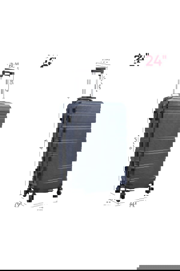 Living and Home Hardshell Rolling Luggage Trolley Travel Case, 24" Blue