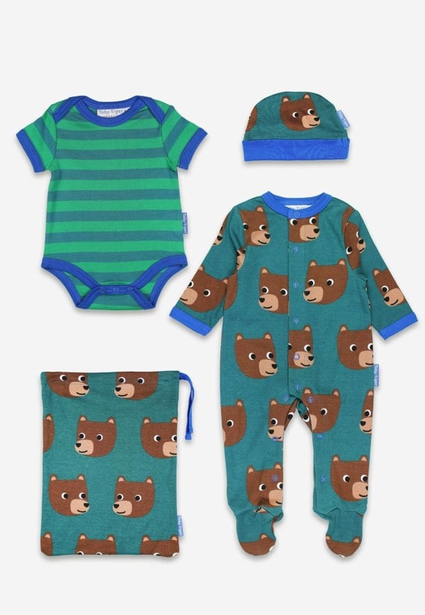 Organic Brown Bear Print Baby Gift Set - Toby Tiger