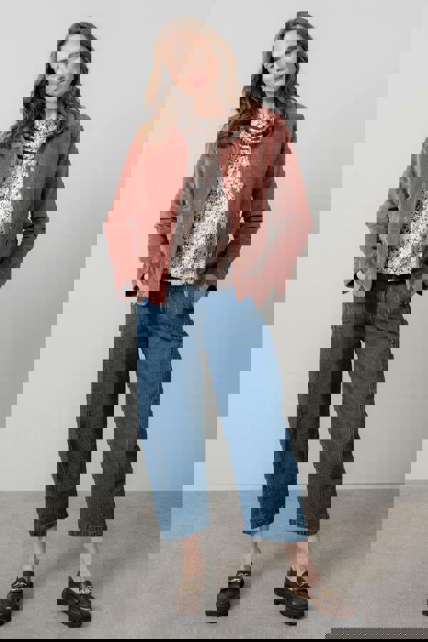 Lily & Me Ash Stretch Cotton Jumbo Cord Jacket Antique Rose