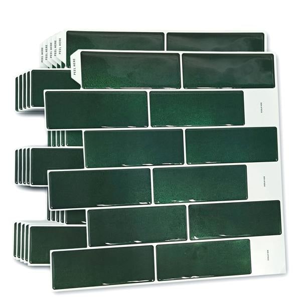 WALPLUS Green Stone Classic Blend 3D Sticker Tile 12 x 12 inches / 30.5 x 30.5 cm - 6pcs in a pack