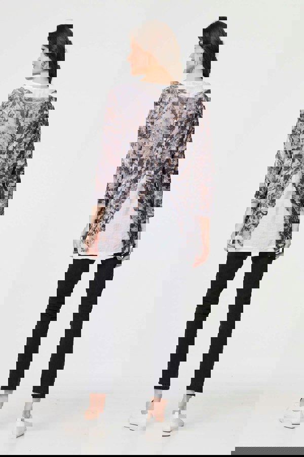 Beige | Animal Print Double Layer Relaxed Tunic Top
