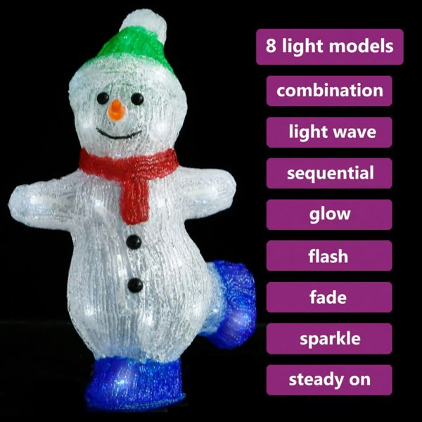 Berkfield LED Christmas Acrylic Snowman Figure Indoor and Outdoor 30cm
