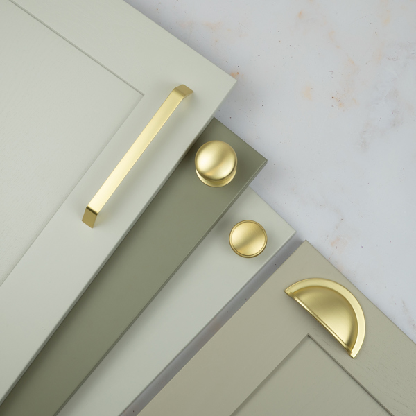Handle & Home Brushed Brass Contemporary Handles and Coordinating Knobs