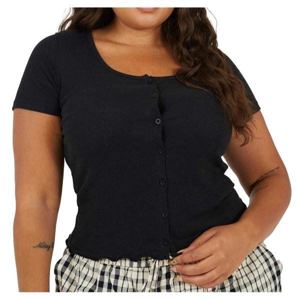 Brave Soul Womens/Ladies Ribbed Plus T-Shirt - Black - 
