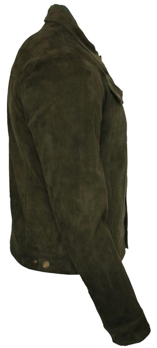 Infinity Leather Mens Goat Suede Leather Trucker Jacket-Taraz