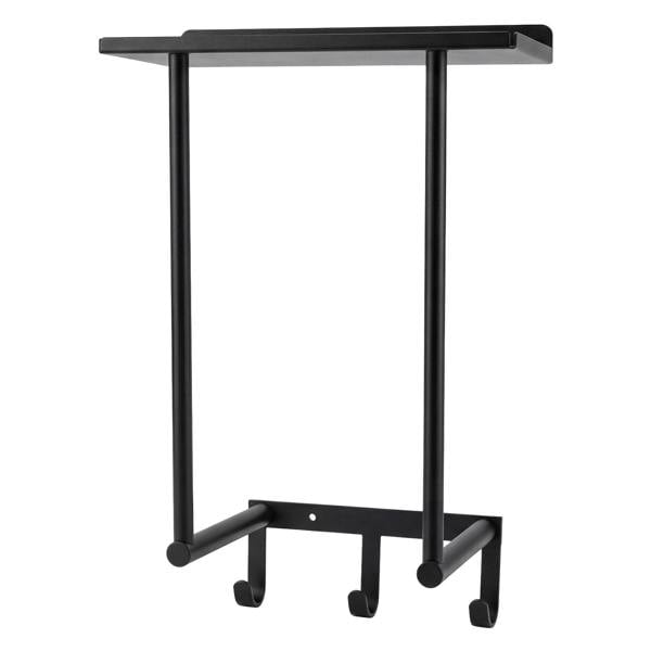 Levede Towel Rack Wall Mounted Shelf Bathroom Storage Holder with Hooks Black