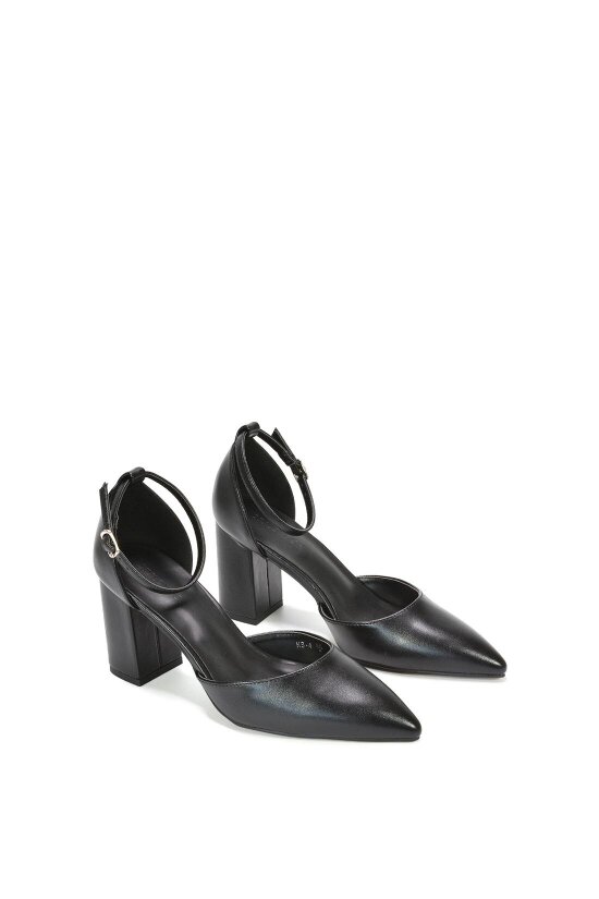 XY LONDON Ankle Strap Block Heel Court Shoes