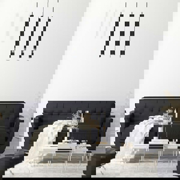 Milagro Joker Contemporary Pendant Lamp 3XGU10 Hand Made Cylindrical Style Light Finished in Matt Black With Chrome Detail