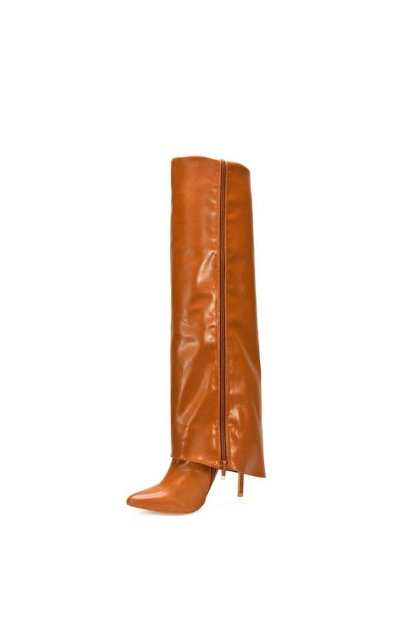 XY LONDON Foldover Knee High Boots With Stiletto Heel