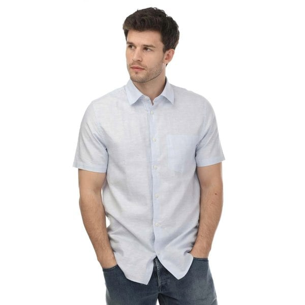 Ted Baker Mens Kingford Linen Short-Sleeved Shirt - Blue