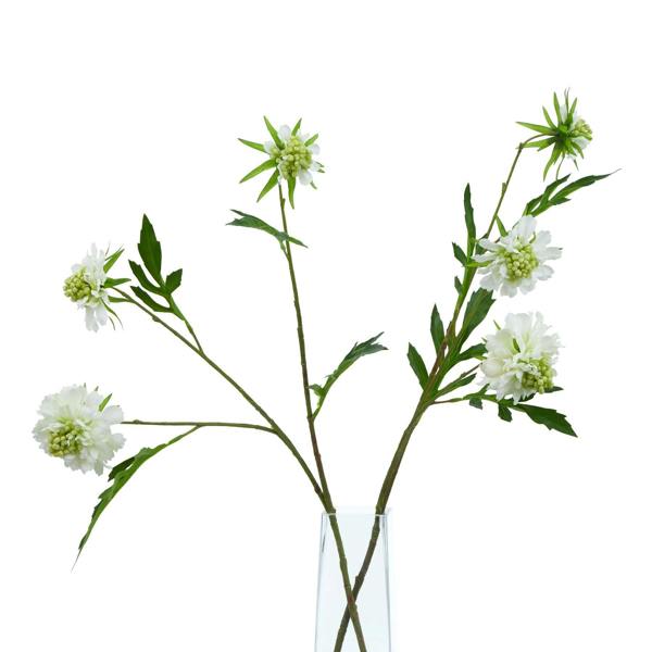 Wyld Haus Set of 3 Artificial Flowers White Scabious Stems