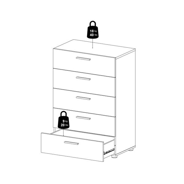 Wyld Haus Daejeon Black Wooden Chest 5 Drawers