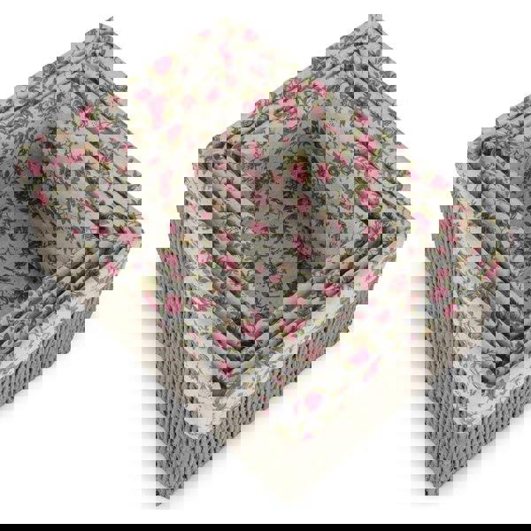 Garden Rose Paper Rope Storage Basket with Garden Rose Cotton Lining