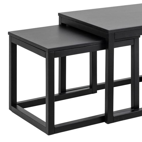 Furniture To Go Cornus Square Coffee Table Set in Matt Black Set of 3
