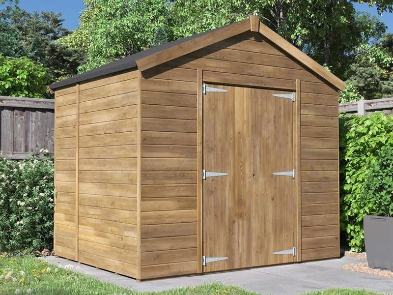 Dunster House Bike Shed 2.4 x 1.8m (8' x 6') 12mm Walls Wooden Garden Building Apex Roof Overlord Modular