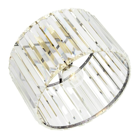 Happy Homewares Modern Chic Antique Brass and Clear Crystal Glass Flush Ceiling Light