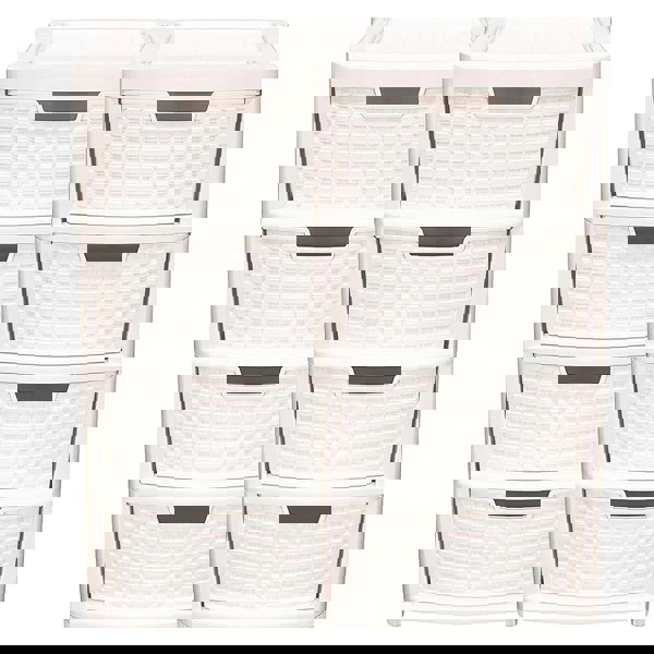 Cream 4 Drawer Modular Rattan Storage Tower Unit For Home & Office