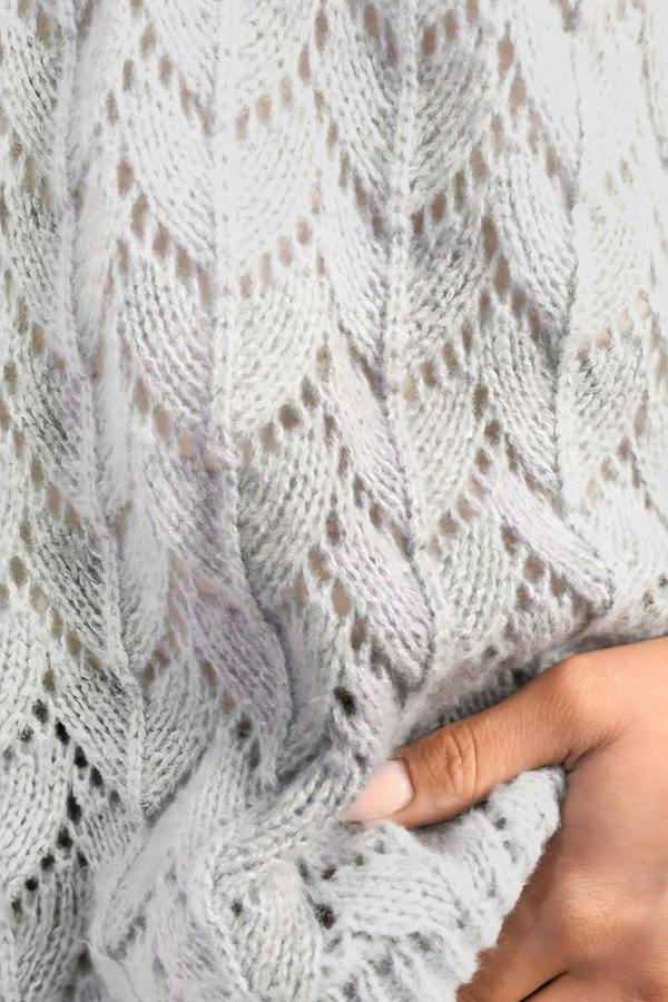 Eliza Half Sleeve Chunky Cable Knit Jumper - Grey