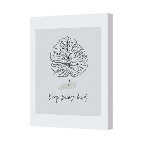 Benjamin Tate Design Contemporary Leaf Canvas Art Print Keep Being Kind On Deep Wooden Frame