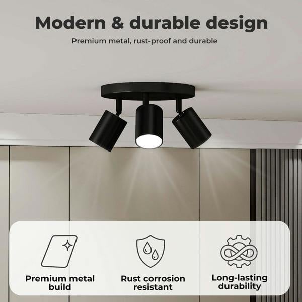 EMITTO 3-4 Way Ceiling Spotlight Adjustable Kitchen Bar Spot Light LED GU10 E14