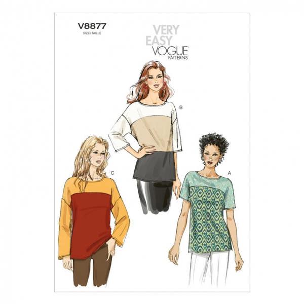 Vogue Sewing Pattern 8877, Tops for Women, XS-S-M - Easy