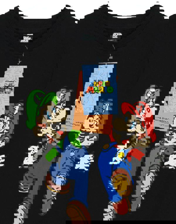 Nintendo Boys Black Multi-Character Placement Print Sweatshirt