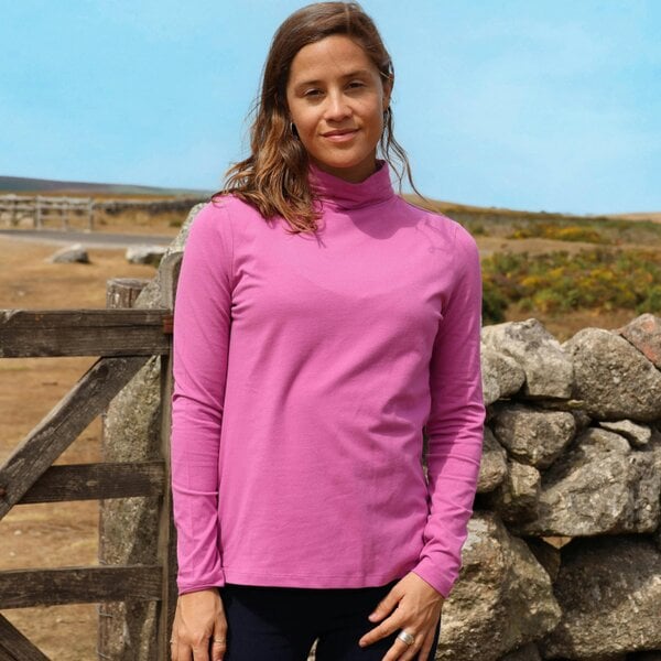 Lazy Jacks LJ320 - Lightweight Roll Neck Top - Raspberry
