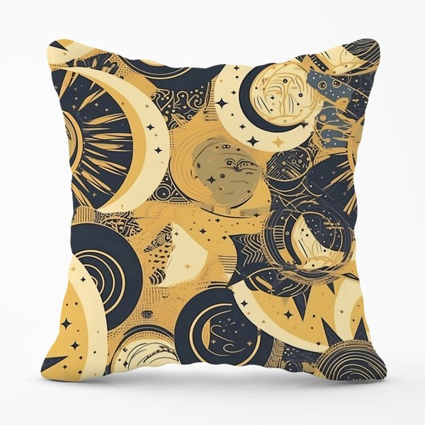 Warren Reed Blue Gold Moon and Sun Cushions