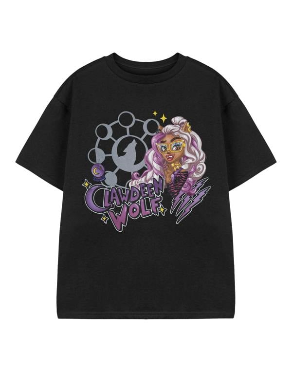 Monster High Girls Black Clawdeen Wolf Short Sleeved T-Shirt