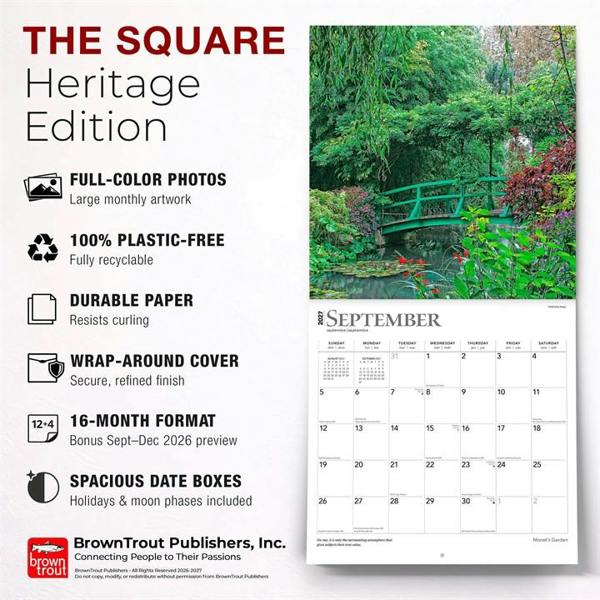 Monet's Garden Calendar 2027, Wall Calendars, Month To View, Art, Gift