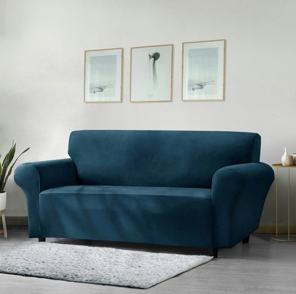 Home Republic Mink Velvet Luxury Stretch Sofa Slip Cover - Three Seater