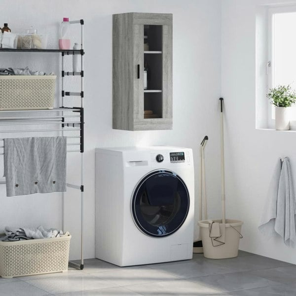 Berkfield Wall Mounted Cabinet Grey Sonoma 34.5x34x90 cm