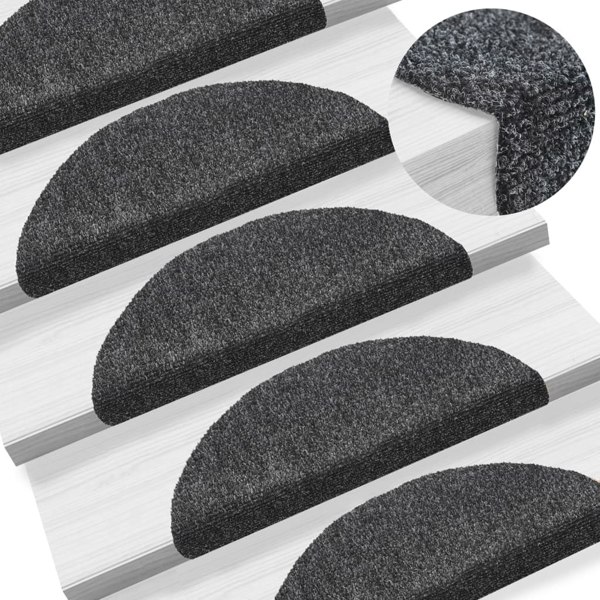 Berkfield Self-adhesive Stair Mats 5 pcs Dark Grey 56x17x3 cm Needle Punch